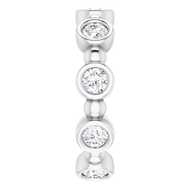 1.00 ct. Round Diamond Eternity Band Bezel Set Ring-VIRABYANI